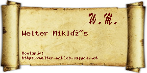 Welter Miklós névjegykártya