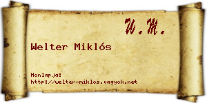 Welter Miklós névjegykártya